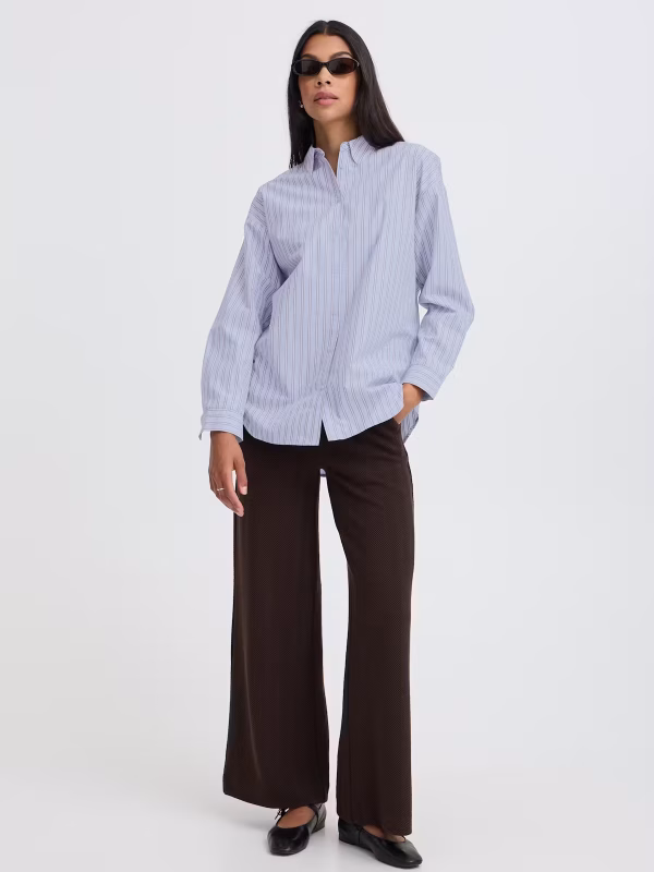 BYHENE Camicia lunga in cotone con fantasia a righe