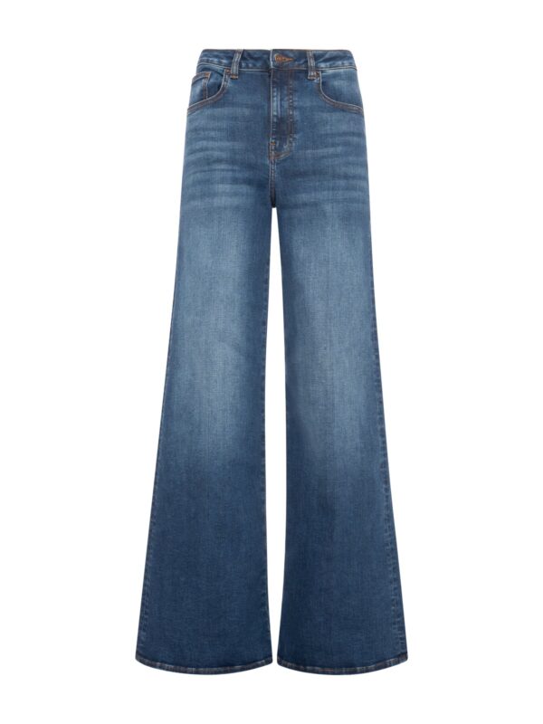 Jeans flare in denim con lavaggio medio