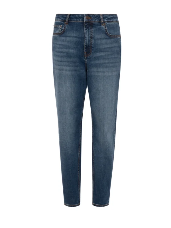 Jeans regular mom fit in denim con lavaggio medio