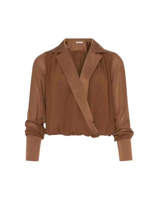 Blusa cropped con scollo ad incrocio